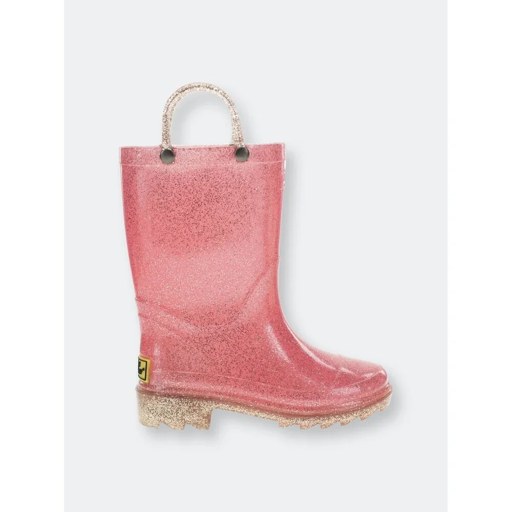 Western Chief Sparkle Lighted Girls 5 Pink Pull On Mid Calf Rain Boots JOBB2103